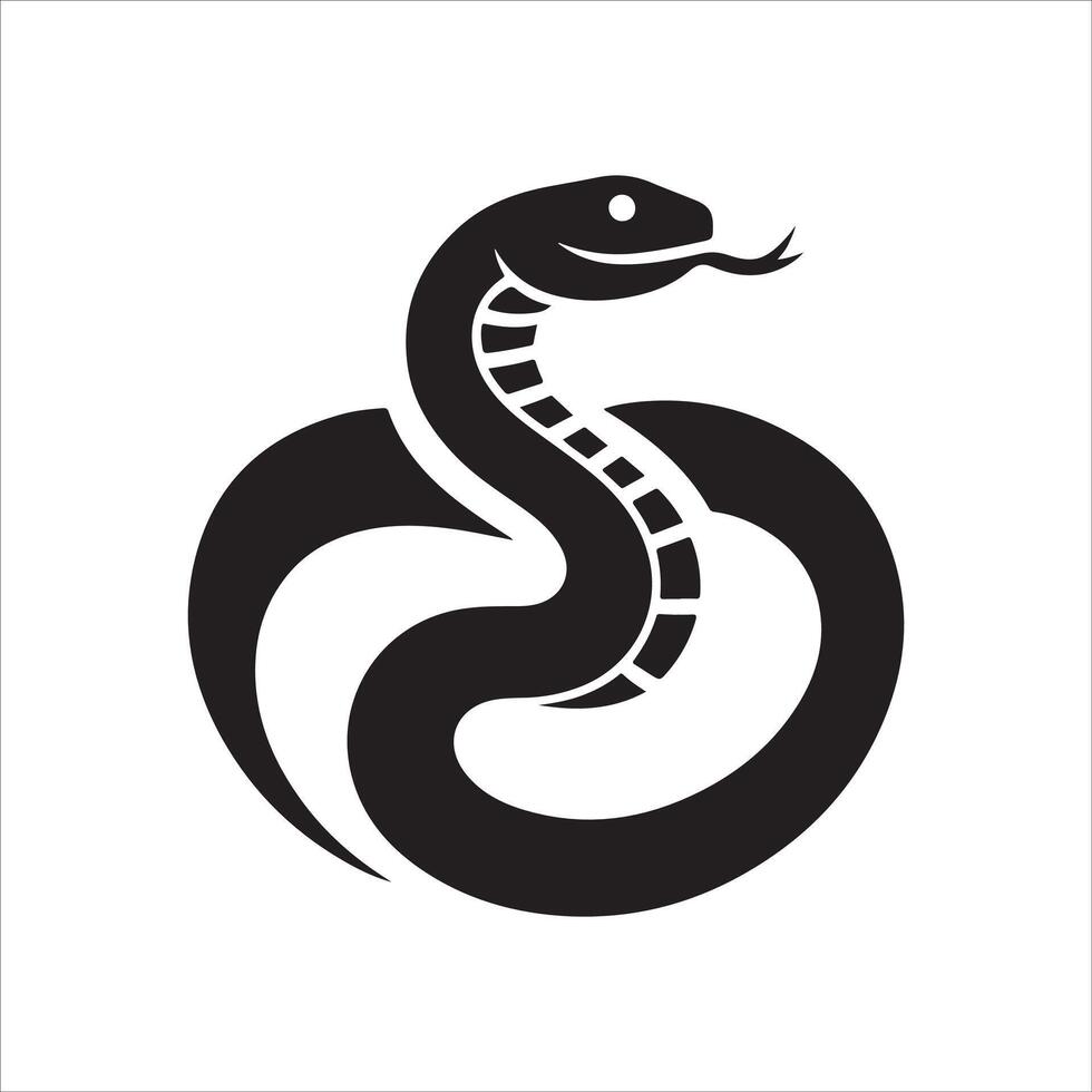 Venomous Snake Silhouette Carnivorous Reptile Logo Illustration vector