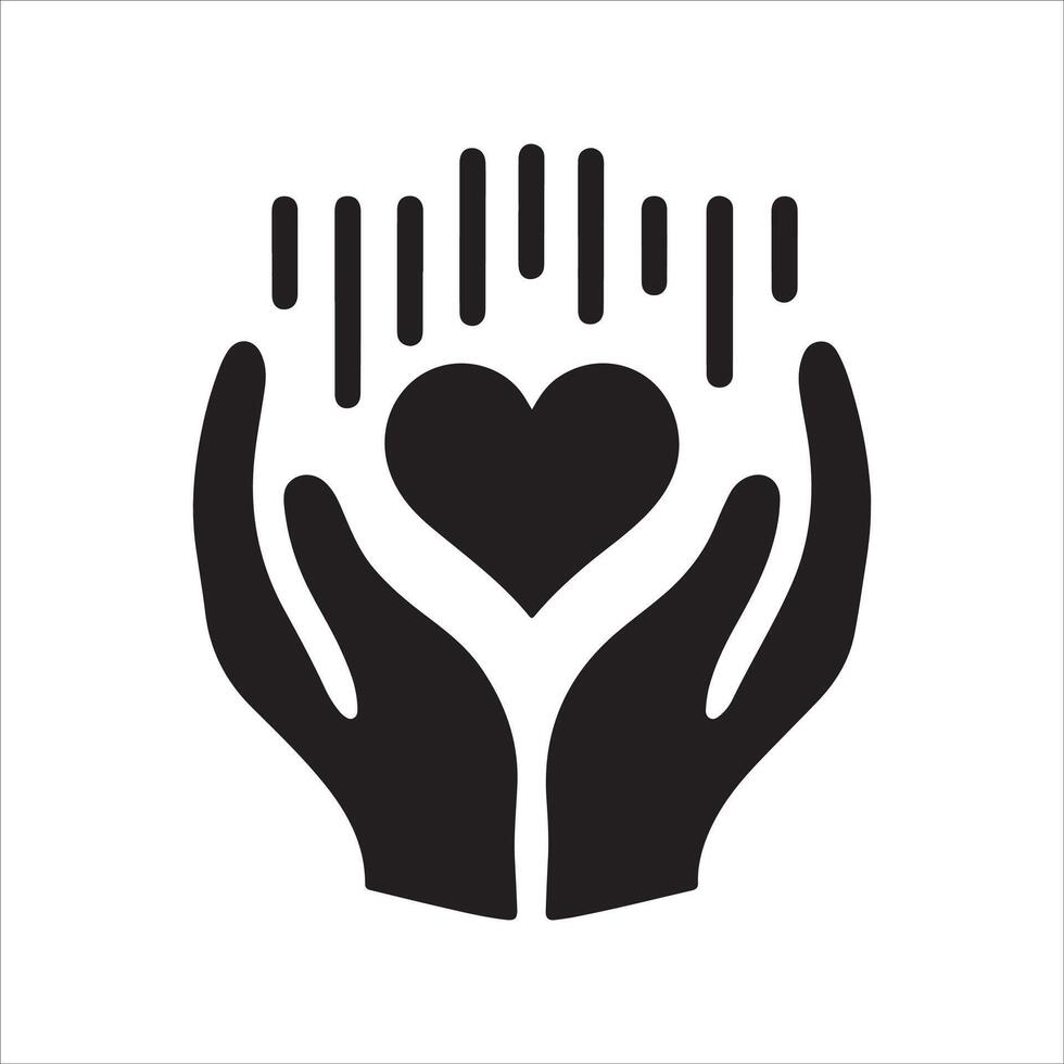 Valentine's Day Heart Background with Hand Love Logo White Background Design vector
