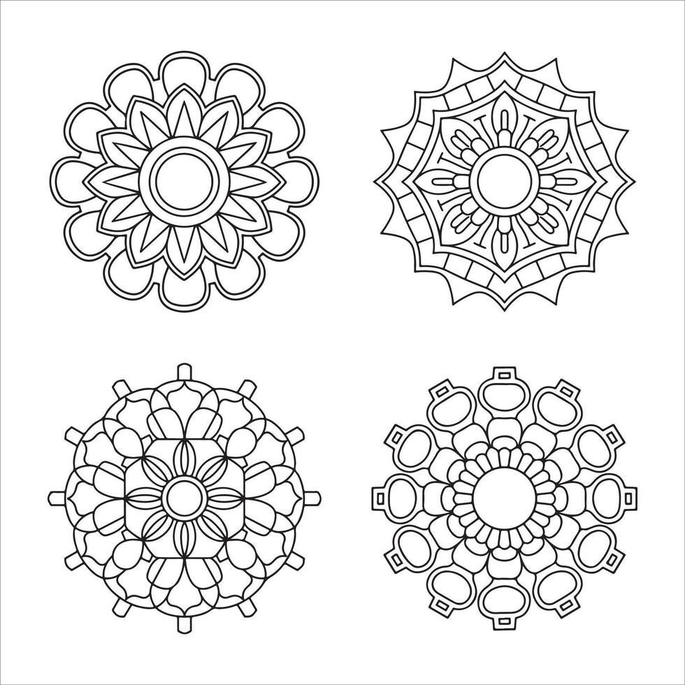 Elegant Floral Mandala Coloring, Design Geometric Patterns and Ornamental Style vector