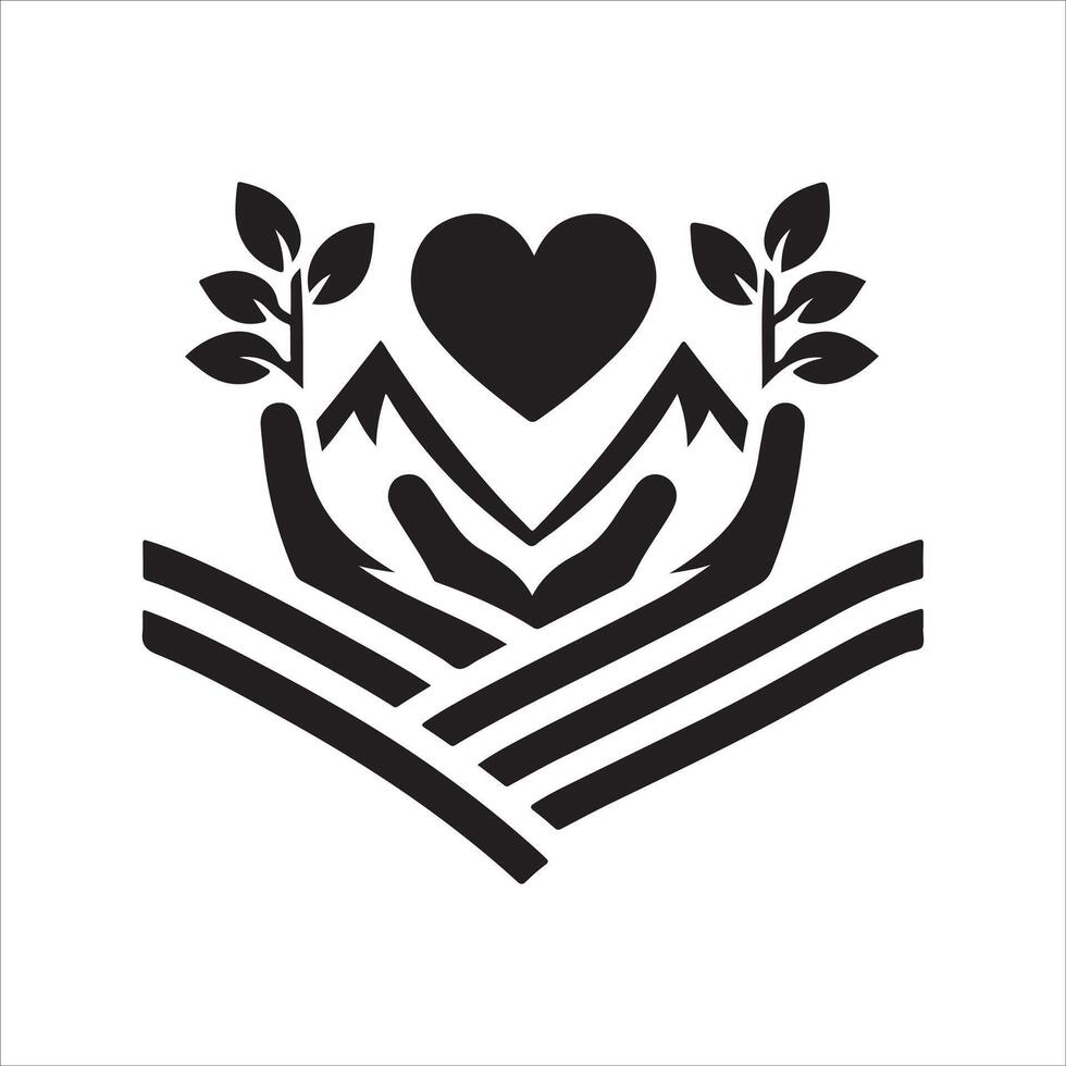 Valentine's Day Heart Background with Hand Love Logo White Background Design vector