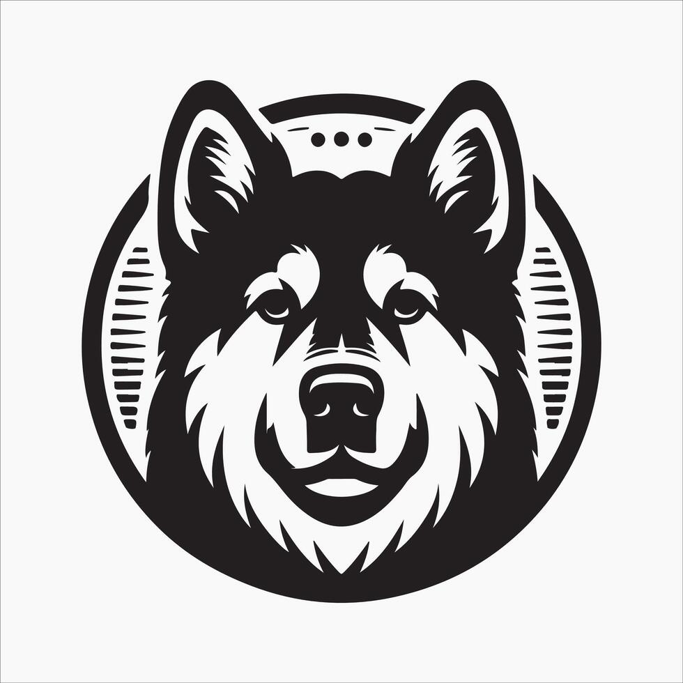 Minimalist Black and White Husky Icon vector