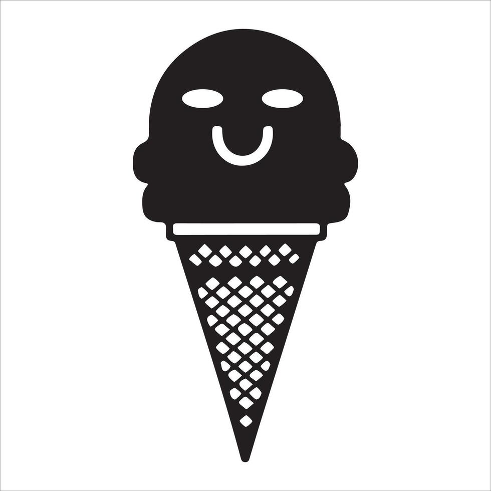 Adorable Kawaii Ice Cream with Cat Ears Silhouette cartoon Coloring Book vector