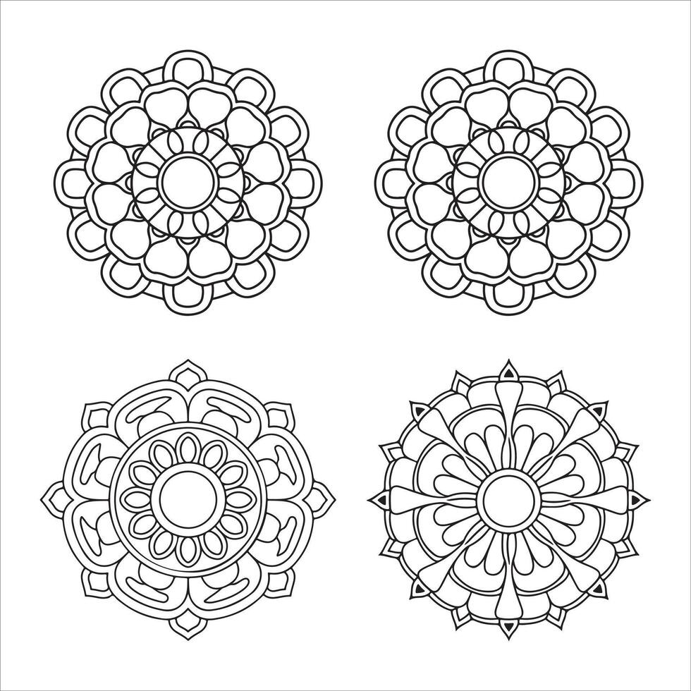 Elegant Floral Mandala Coloring, Design Geometric Patterns and Ornamental Style vector