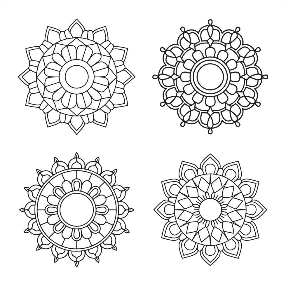 Elegant Floral Mandala Coloring, Design Geometric Patterns and Ornamental Style vector