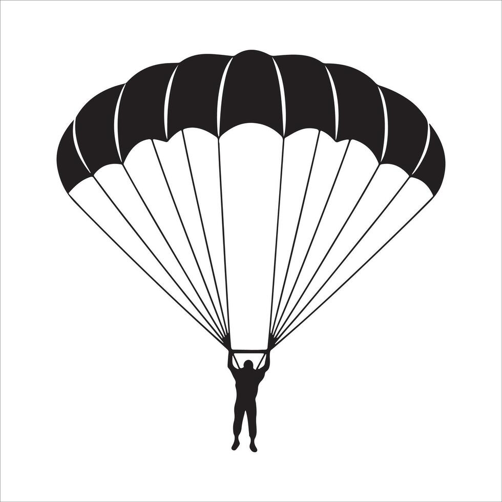 Skydiver in Action Parachute Silhouette Illustration vector