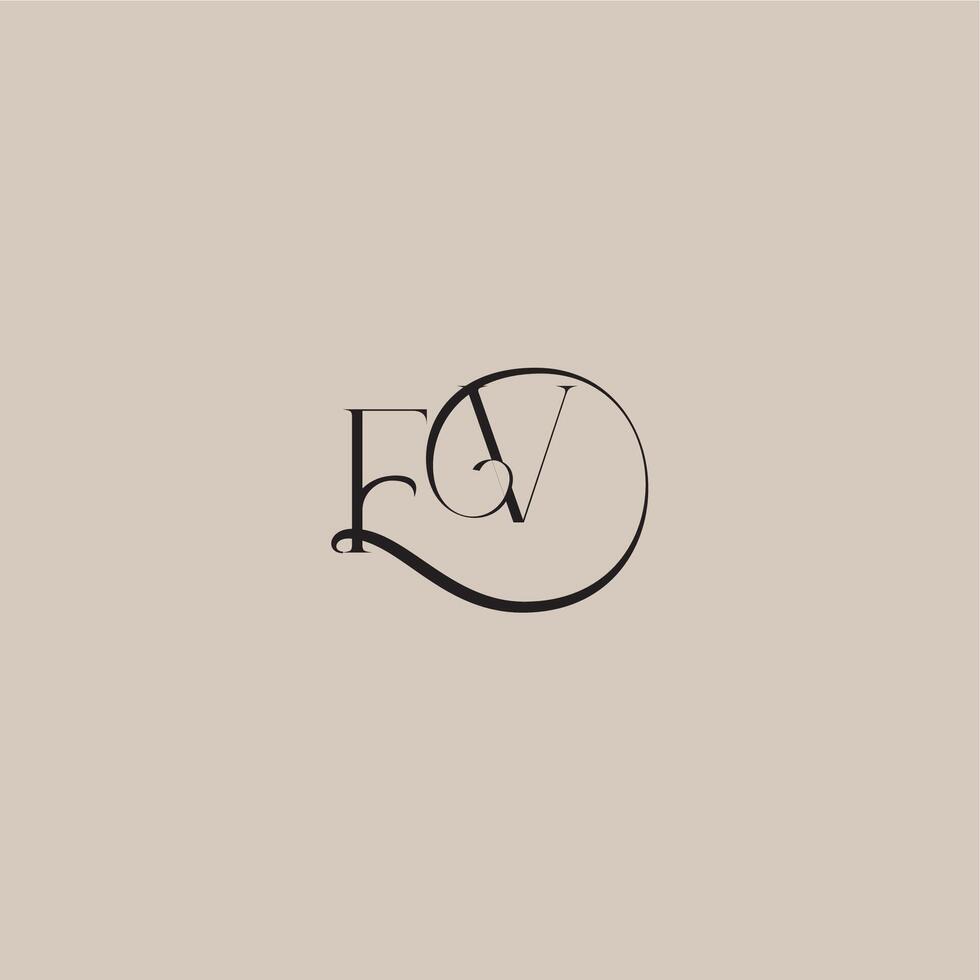dinamyc curvy initial concept FV elegant and luxury style monogram wedding logo letter vector