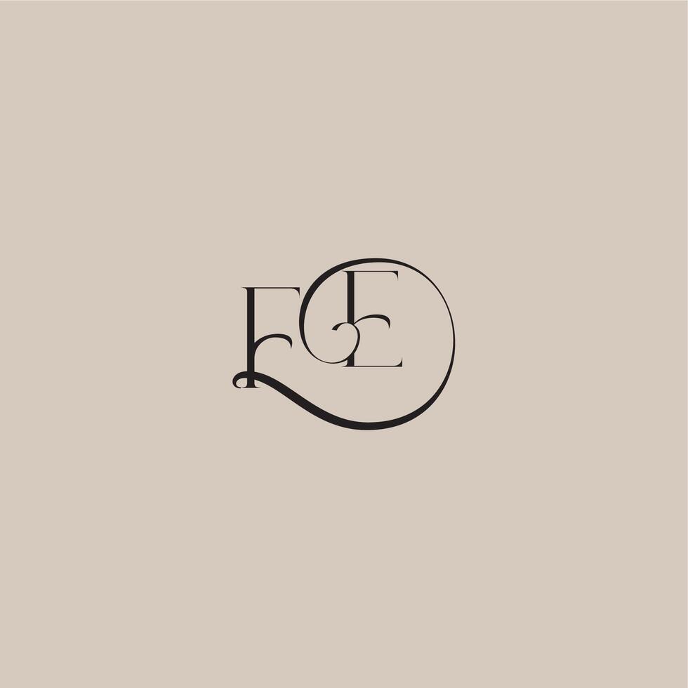 dinamyc curvy initial concept FE elegant and luxury style monogram wedding logo letter vector