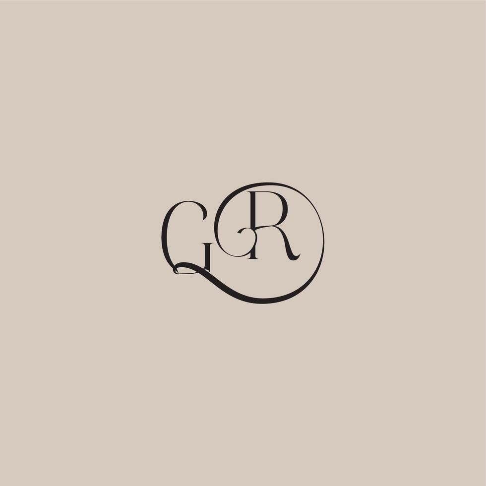 dinamyc curvy initial concept monogram wedding logo letter elegant and luxury style GR vector