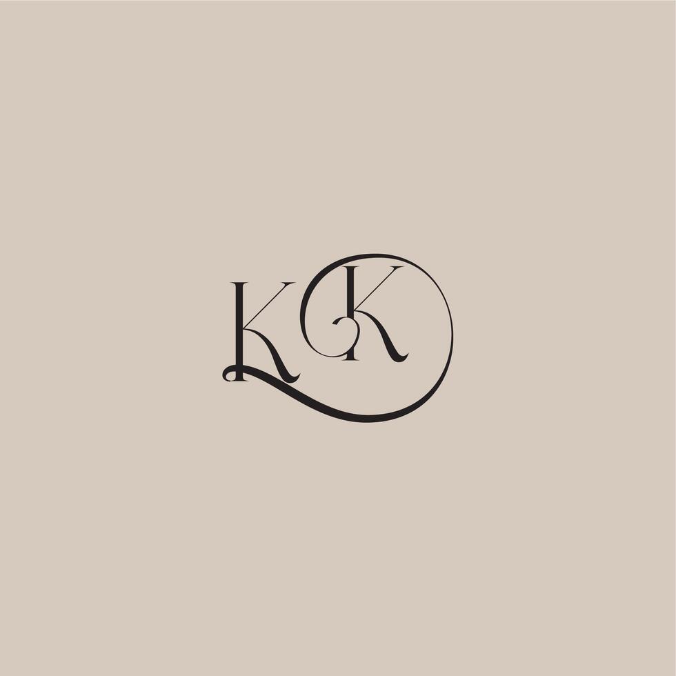 dinamyc curvy initial concept monogram wedding logo letter elegant and luxury style KK vector
