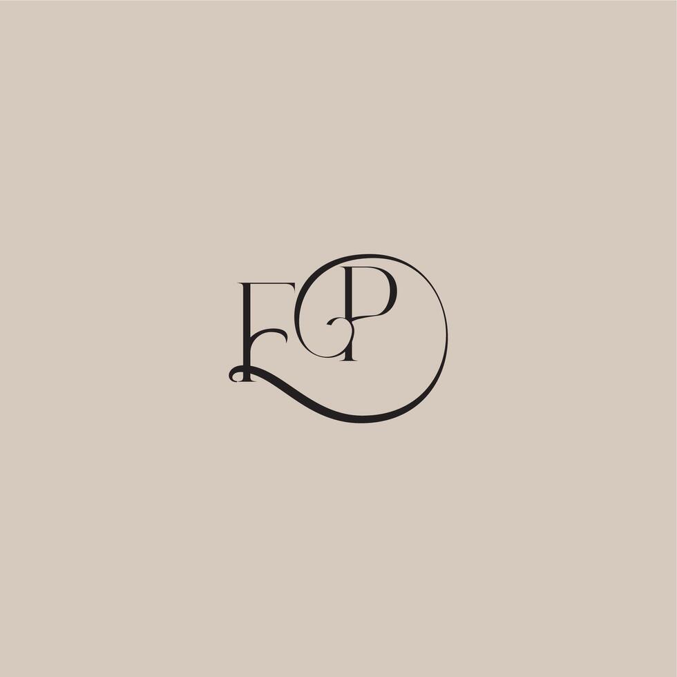 dinamyc curvy initial concept FP elegant and luxury style monogram wedding logo letter vector