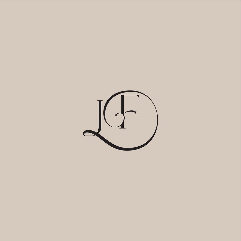 dinamyc curvy initial concept monogram wedding logo letter elegant and luxury style JF vector