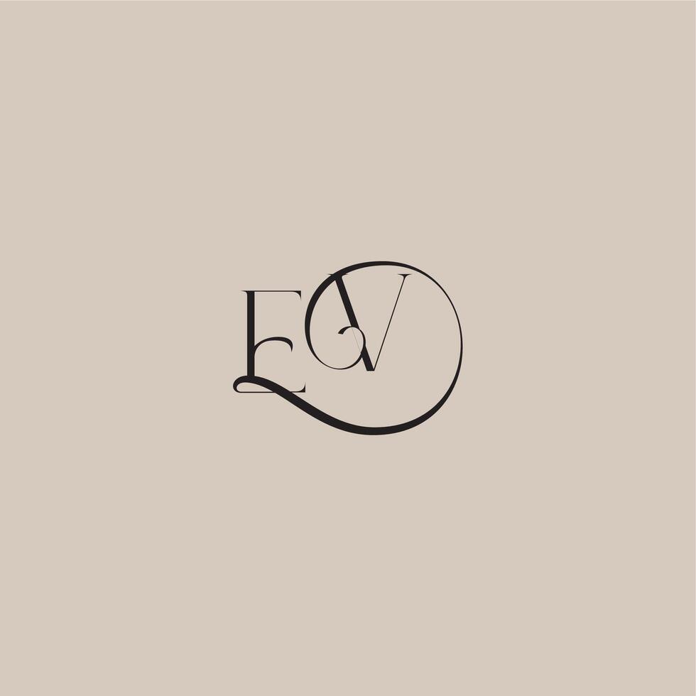 dinamyc curvy initial concept EV elegant and luxury style monogram wedding logo letter vector