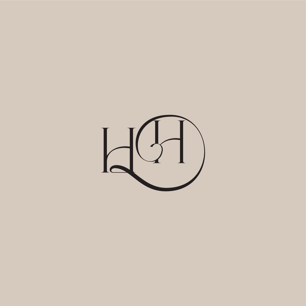 dinamyc curvy initial concept monogram wedding logo letter elegant and luxury style HH vector
