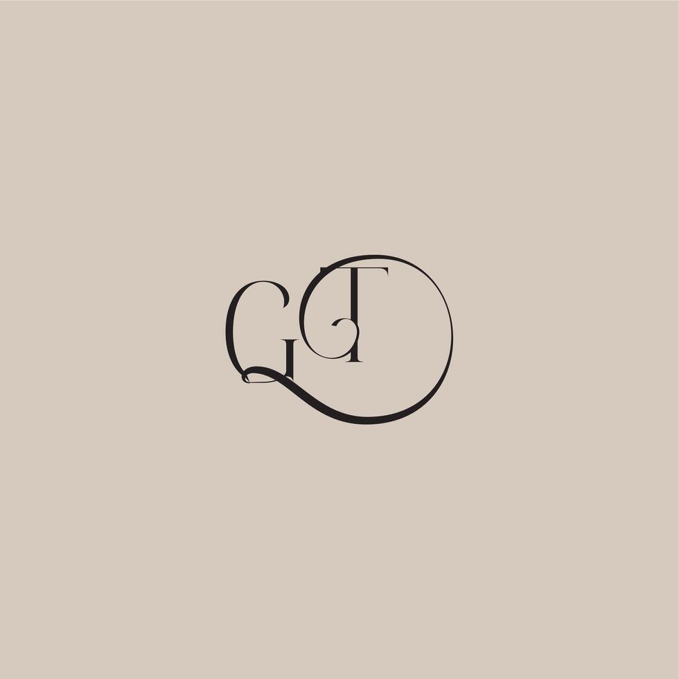 dinamyc curvy initial concept monogram wedding logo letter elegant and luxury style GT vector
