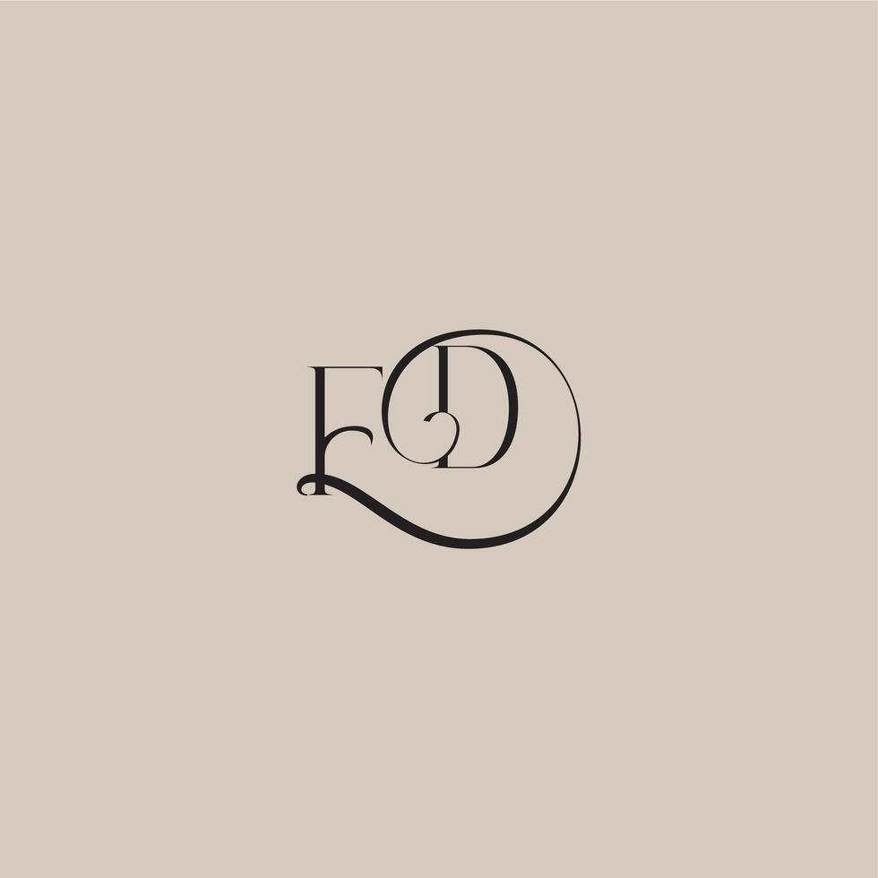 dinamyc curvy initial concept FD elegant and luxury style monogram wedding logo letter vector