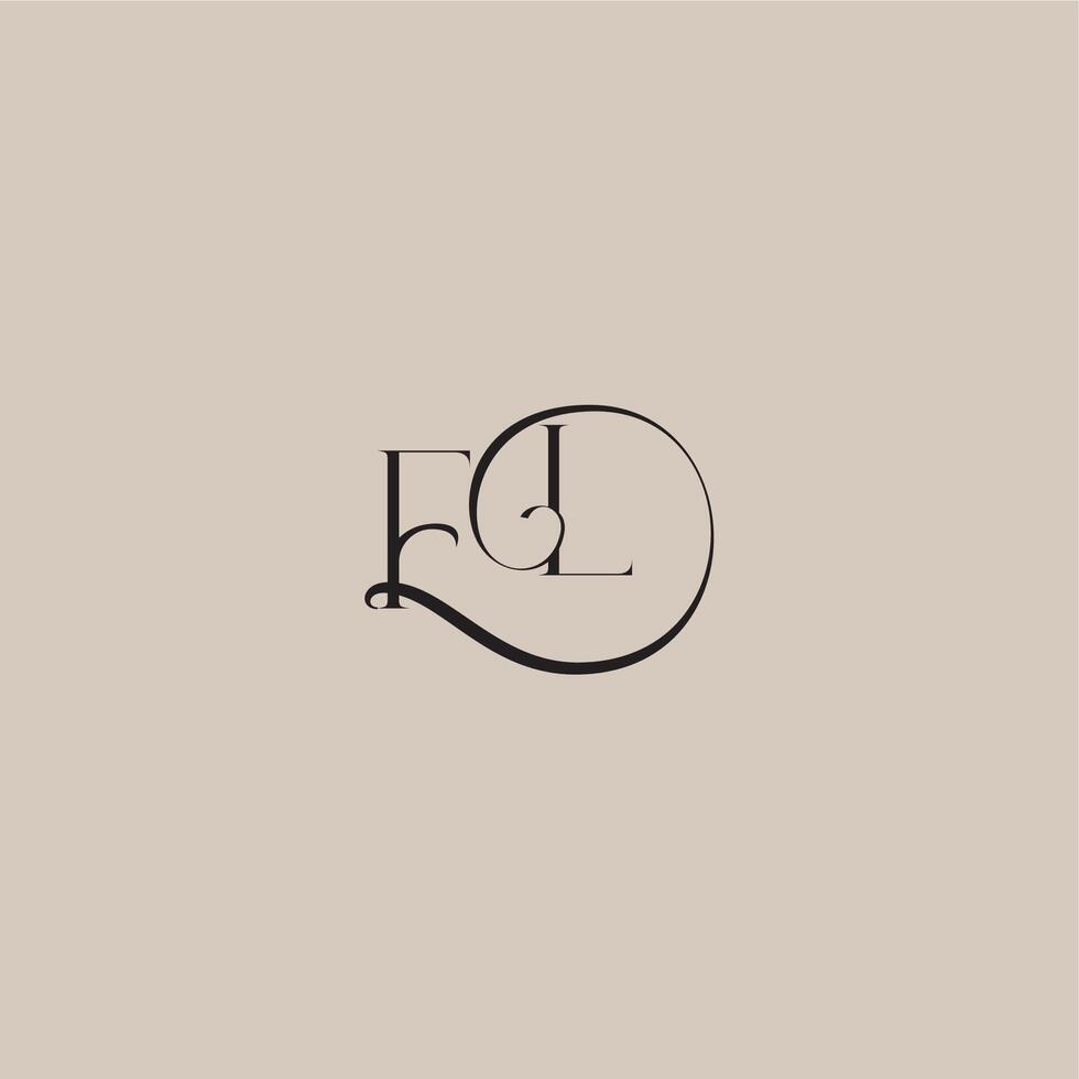 dinamyc curvy initial concept FL elegant and luxury style monogram wedding logo letter vector