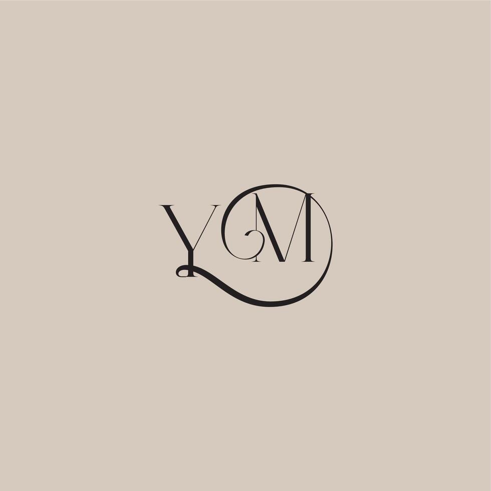 YM letter elegant and luxury style dinamyc curvy initial concept monogram wedding logo vector