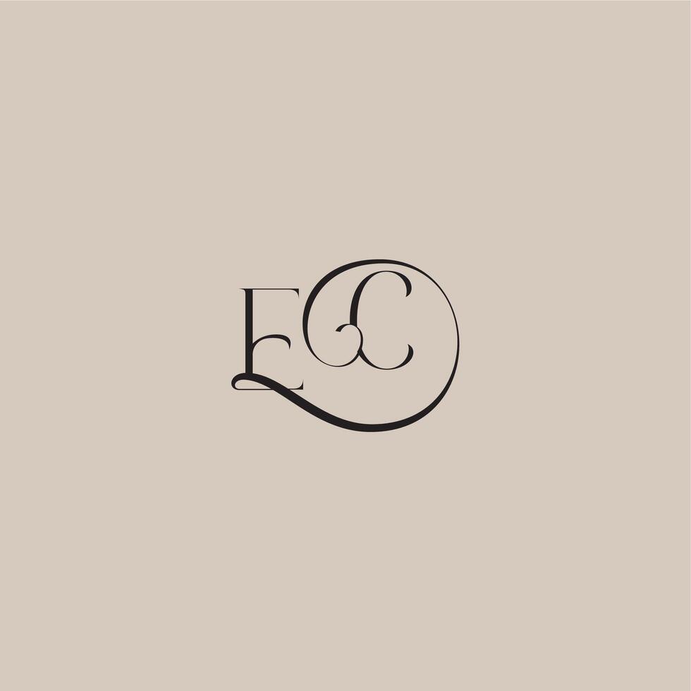 dinamyc curvy initial concept EC elegant and luxury style monogram wedding logo letter vector