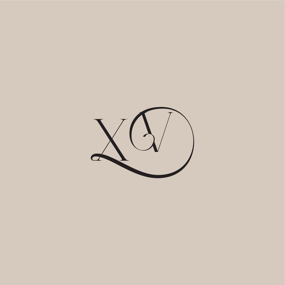 XV letter elegant and luxury style dinamyc curvy initial concept monogram wedding logo vector