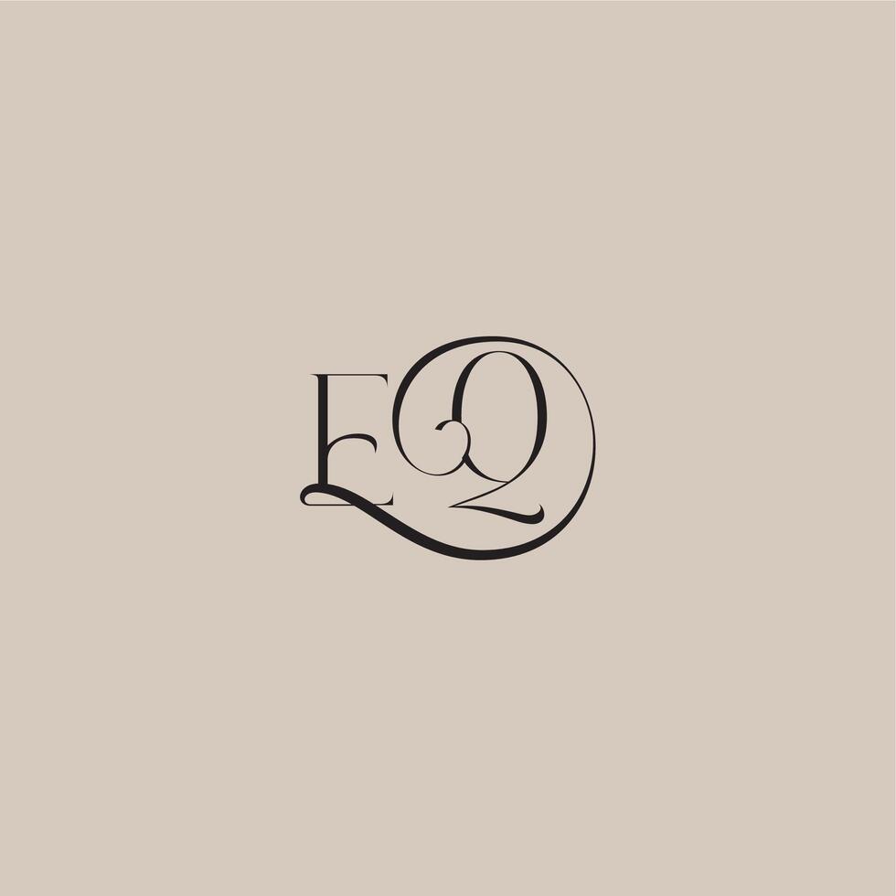 dinamyc curvy initial concept EQ elegant and luxury style monogram wedding logo letter vector