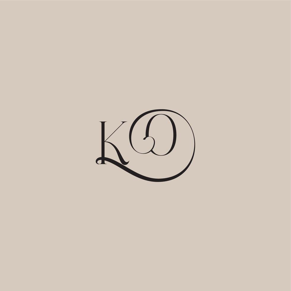 dinamyc curvy initial concept monogram wedding logo letter elegant and luxury style KO vector