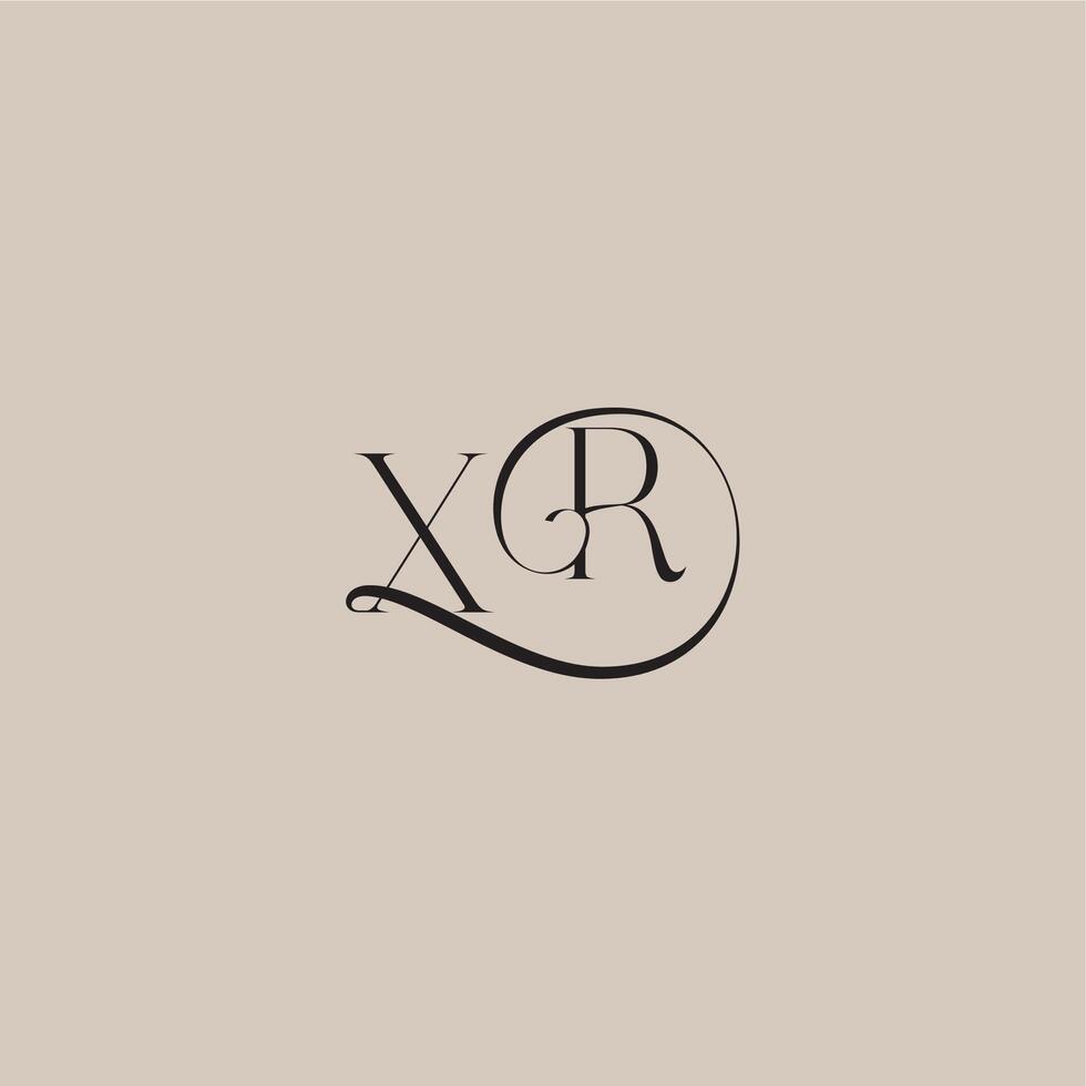XR letter elegant and luxury style dinamyc curvy initial concept monogram wedding logo vector