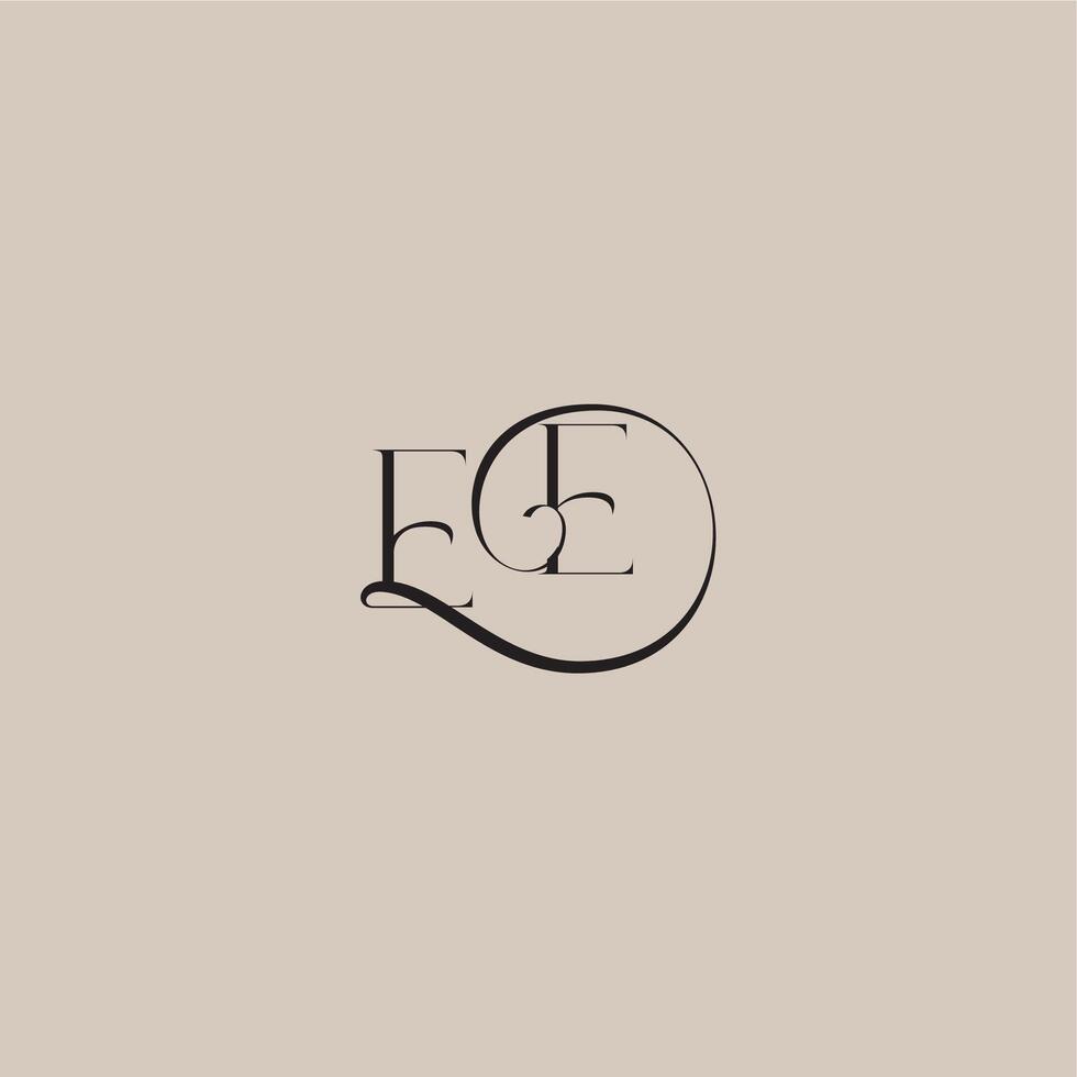 dinamyc curvy initial concept EE elegant and luxury style monogram wedding logo letter vector