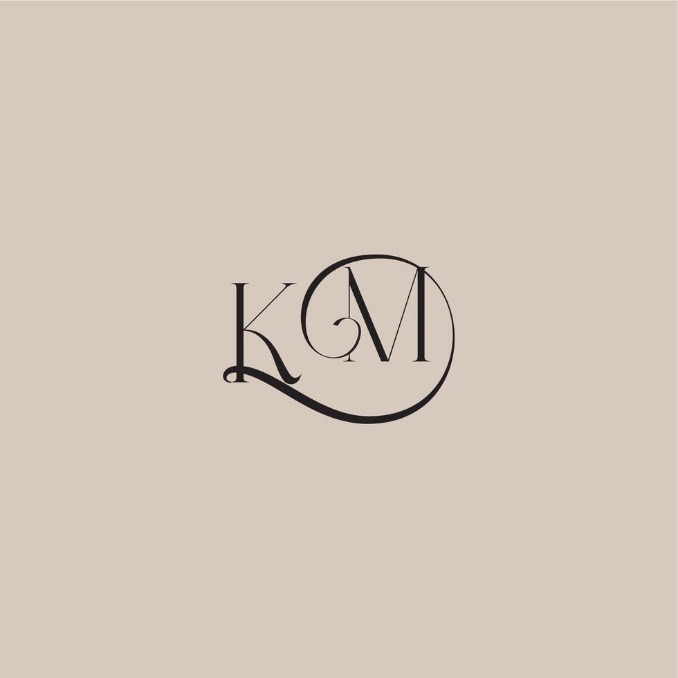 dinamyc curvy initial concept monogram wedding logo letter elegant and luxury style KM vector