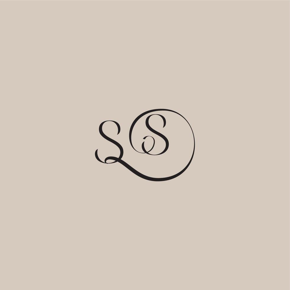 monogram wedding logo elegant and luxury style SS dinamyc curvy initial concept letter vector