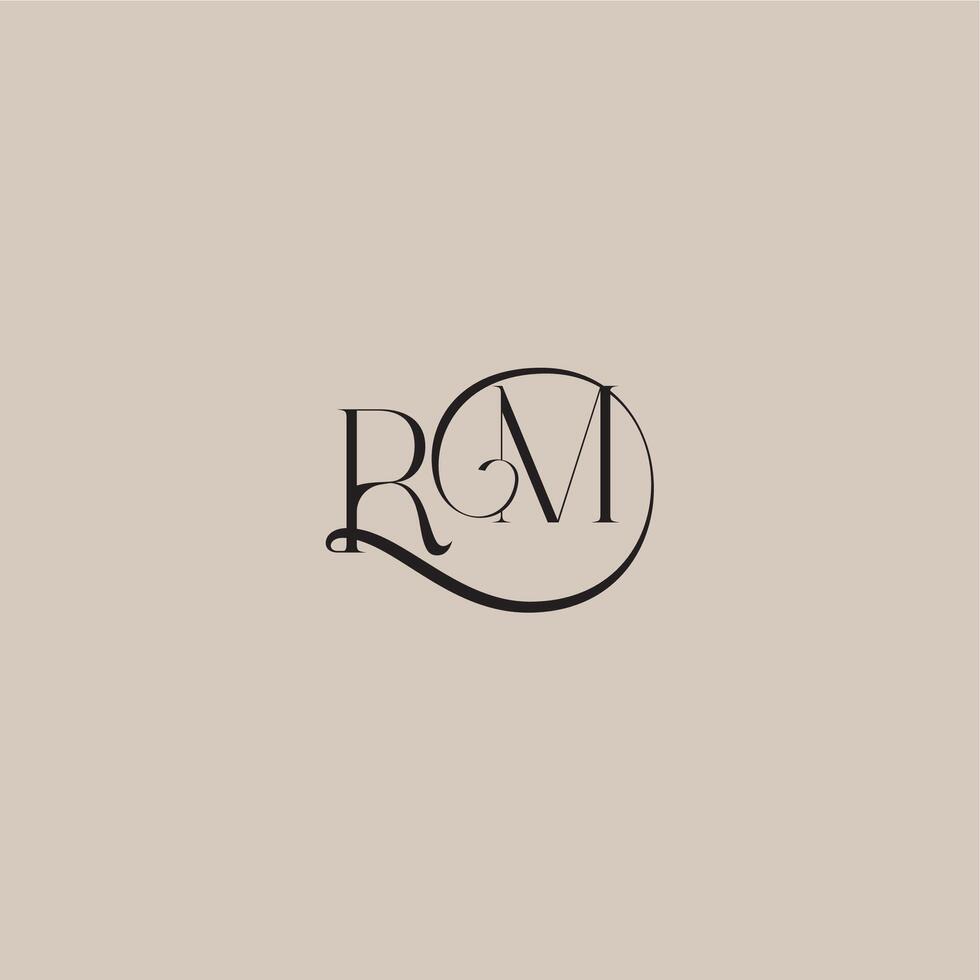 monogram wedding logo elegant and luxury style RM dinamyc curvy initial concept letter vector