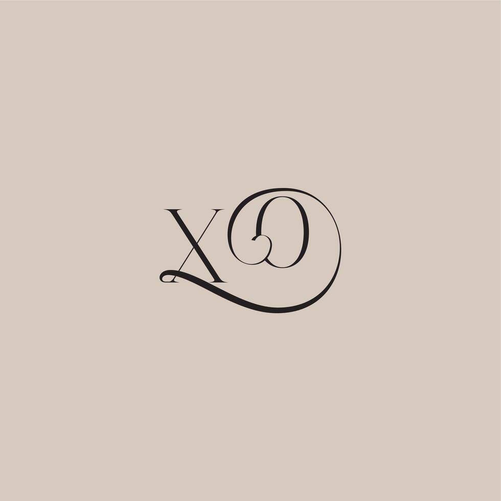 XO letter elegant and luxury style dinamyc curvy initial concept monogram wedding logo vector