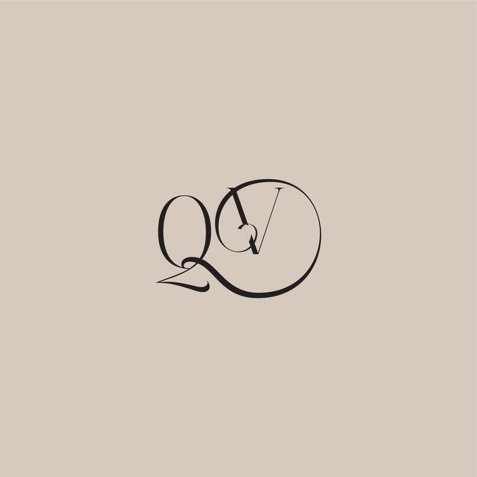 monogram wedding logo elegant and luxury style QV dinamyc curvy initial concept letter vector