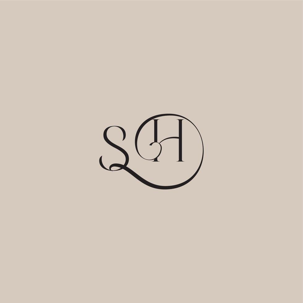 monogram wedding logo elegant and luxury style SH dinamyc curvy initial concept letter vector