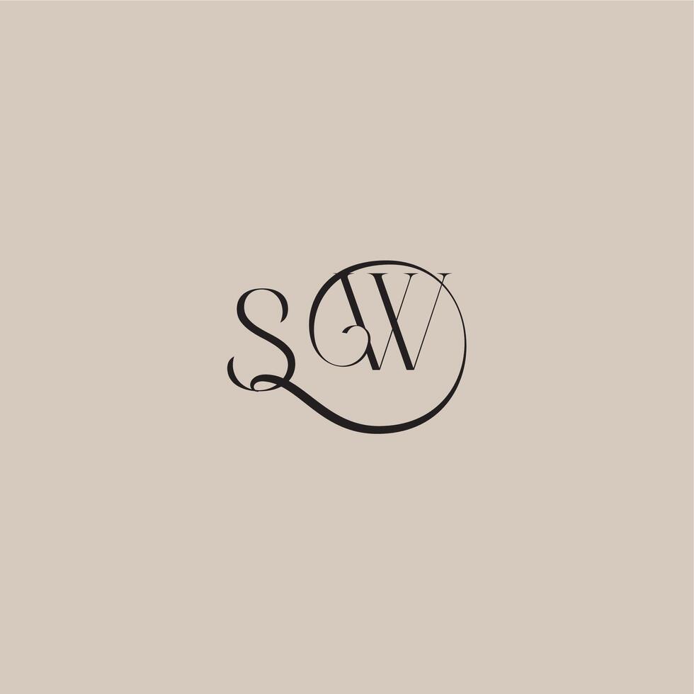 monogram wedding logo elegant and luxury style SW dinamyc curvy initial concept letter vector