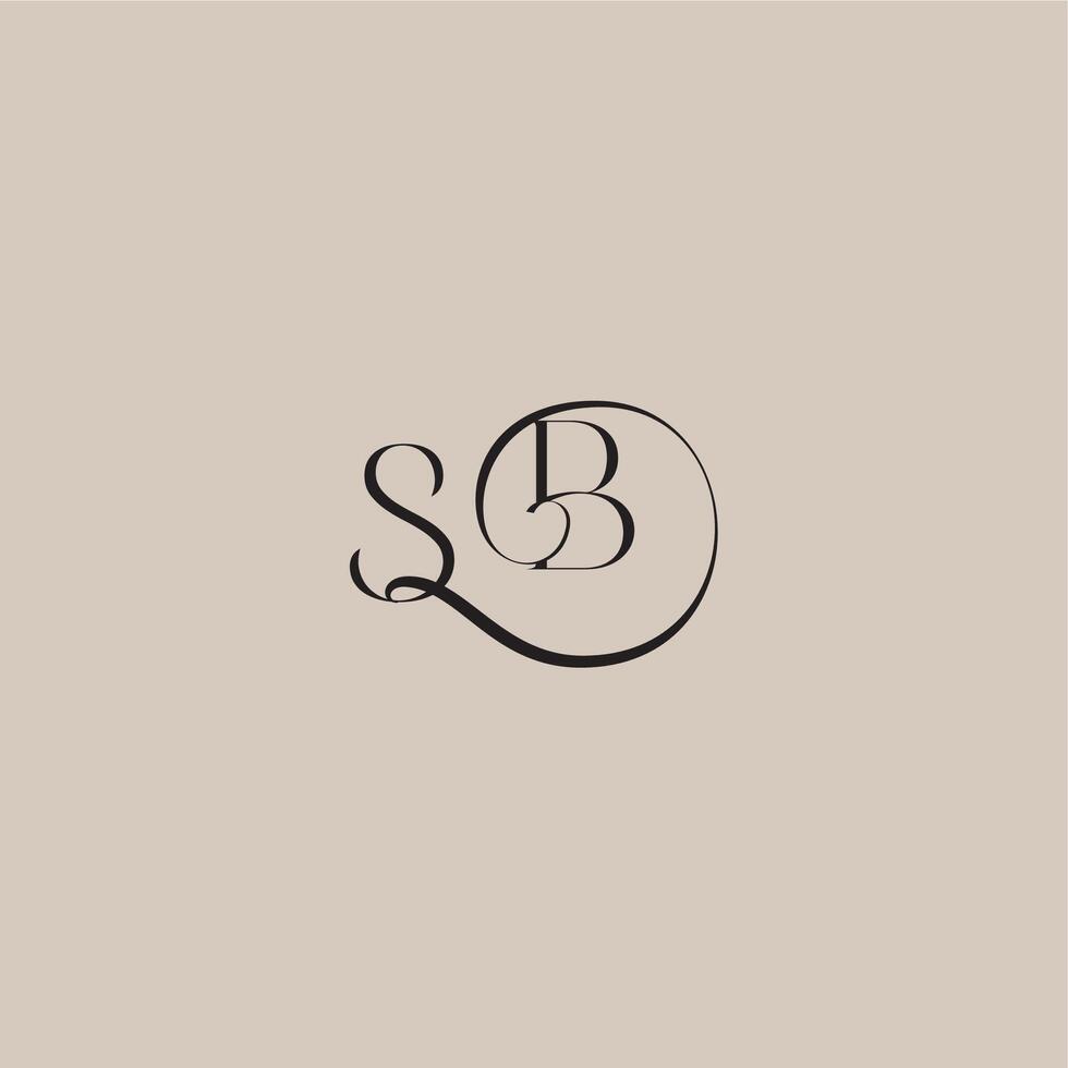 monogram wedding logo elegant and luxury style SB dinamyc curvy initial concept letter vector