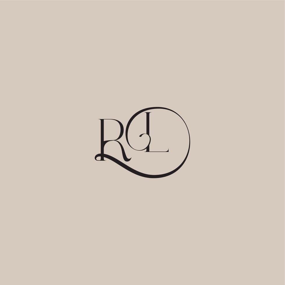 monogram wedding logo elegant and luxury style RL dinamyc curvy initial concept letter vector