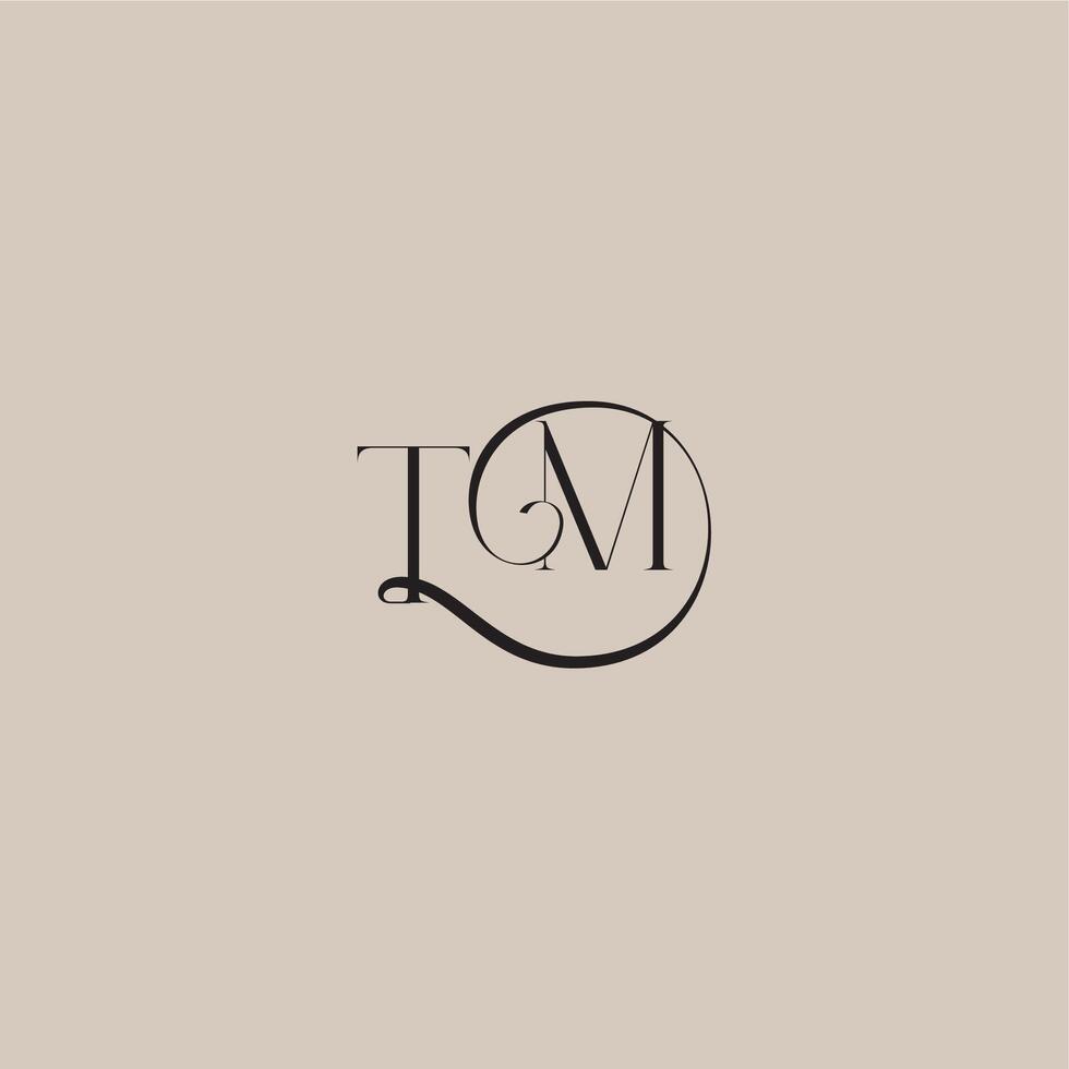 monogram wedding logo elegant and luxury style TM dinamyc curvy initial concept letter vector