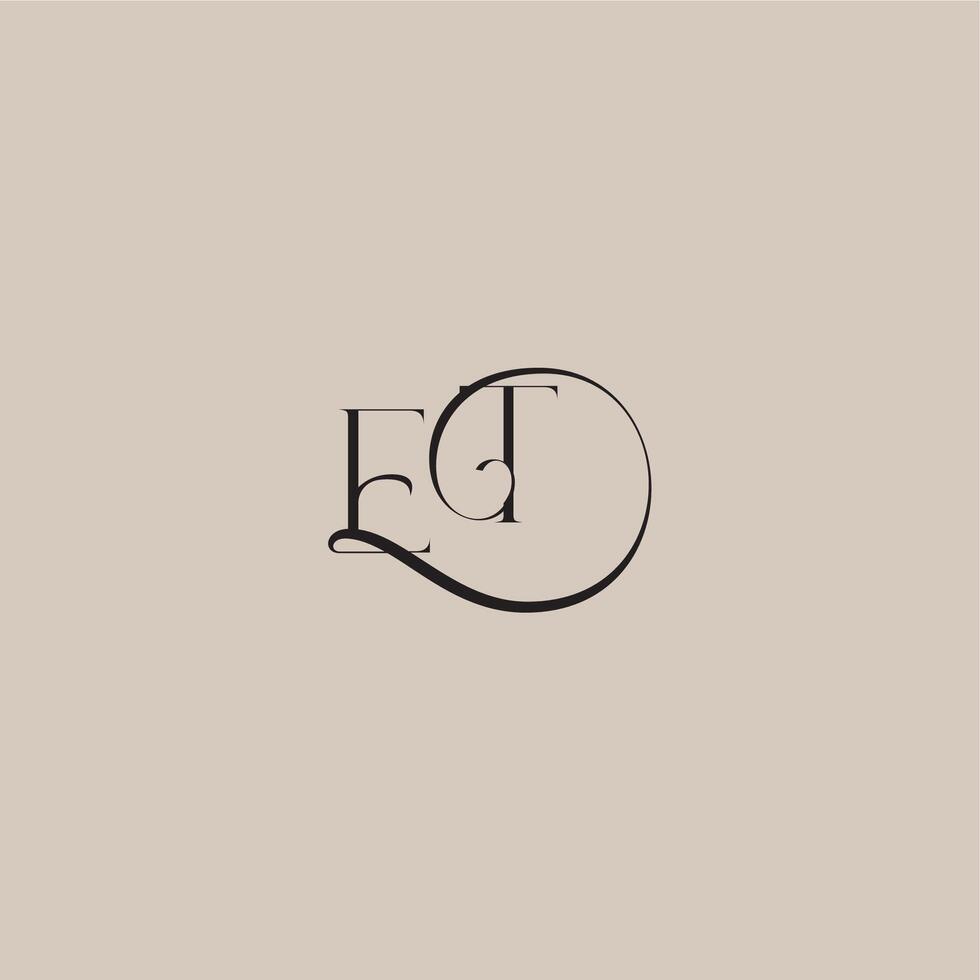dinamyc curvy initial concept ET elegant and luxury style monogram wedding logo letter vector