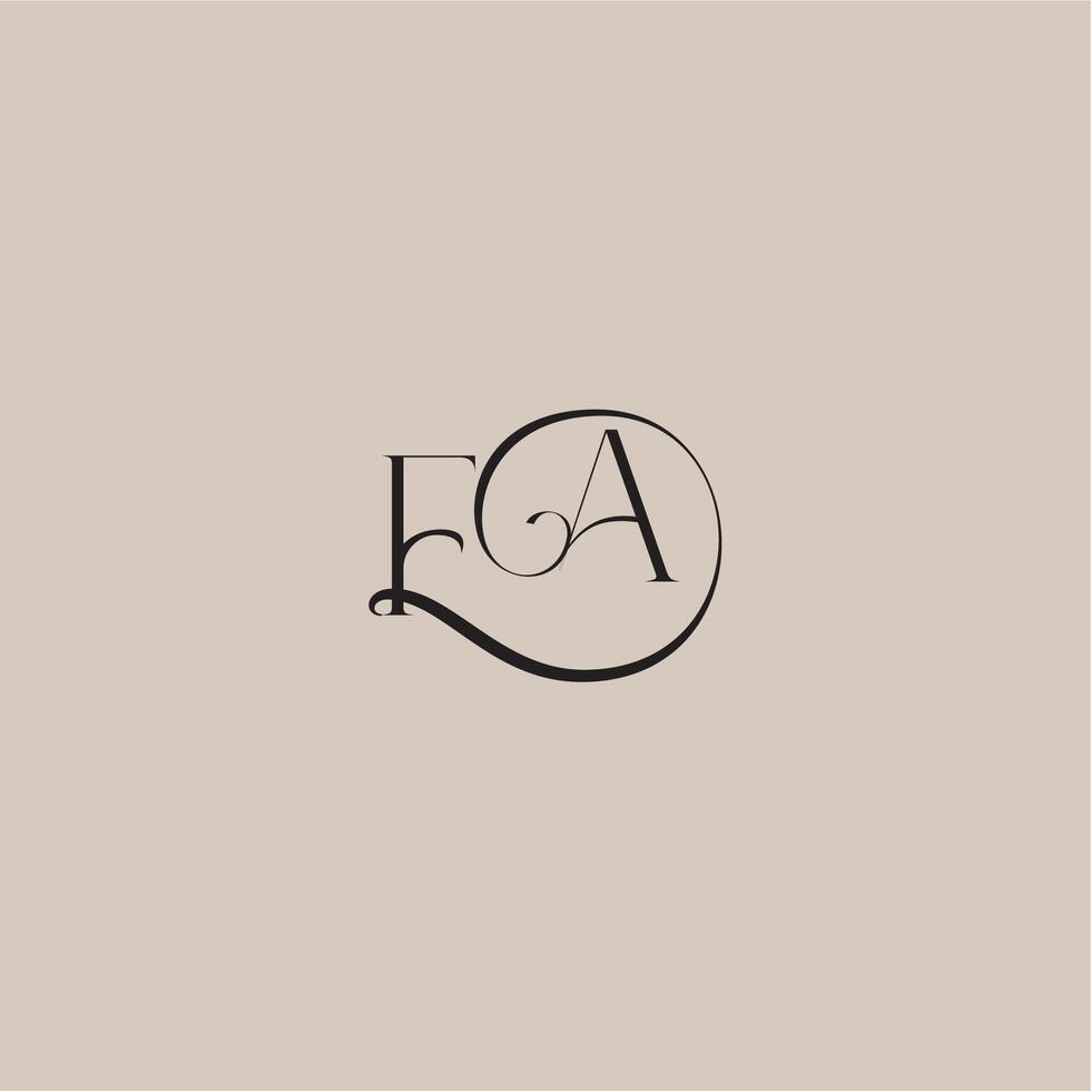 dinamyc curvy initial concept FA elegant and luxury style monogram wedding logo letter vector