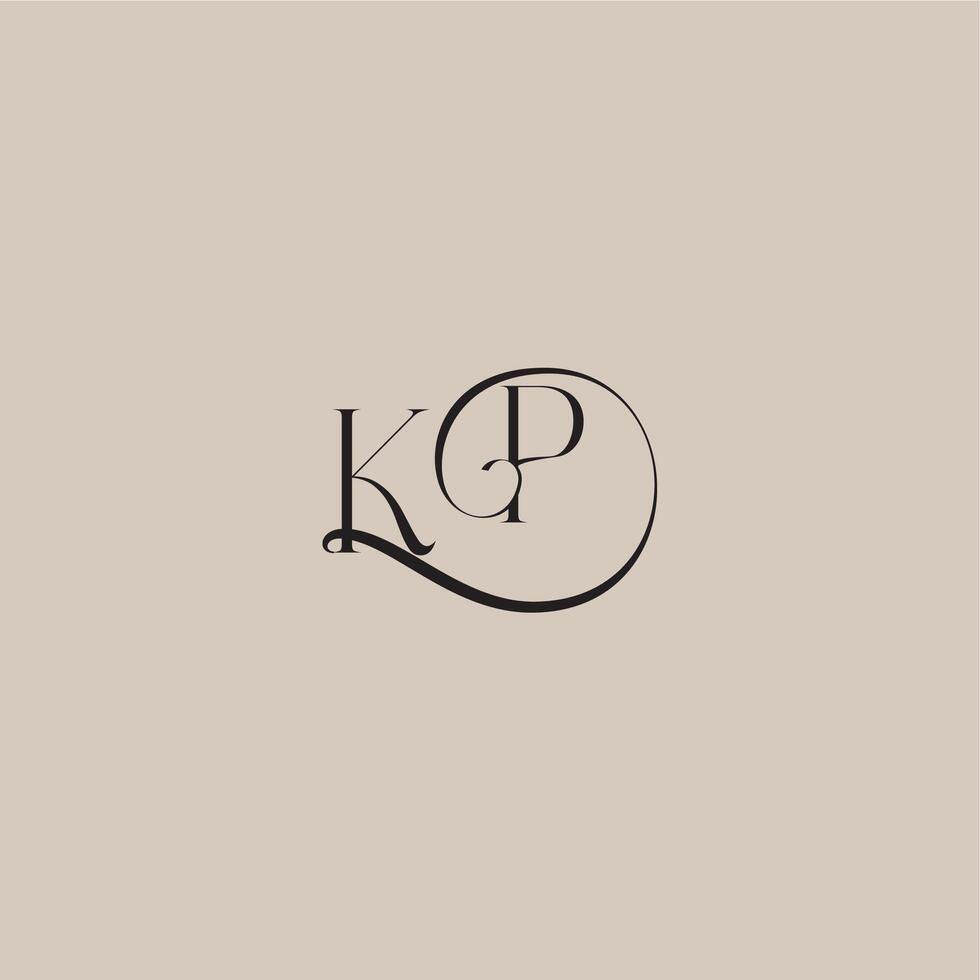dinamyc curvy initial concept monogram wedding logo letter elegant and luxury style KP vector