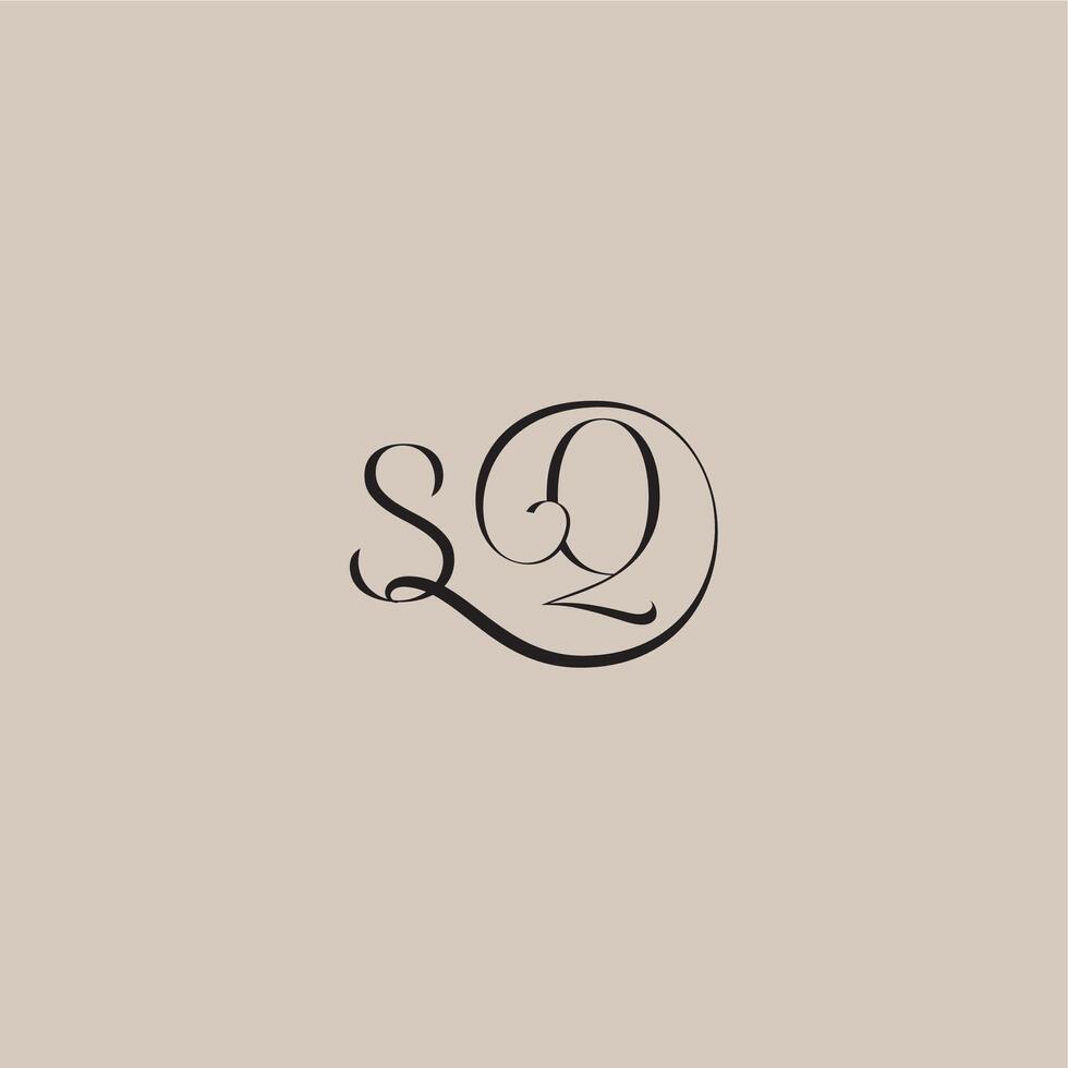 monogram wedding logo elegant and luxury style SQ dinamyc curvy initial concept letter vector