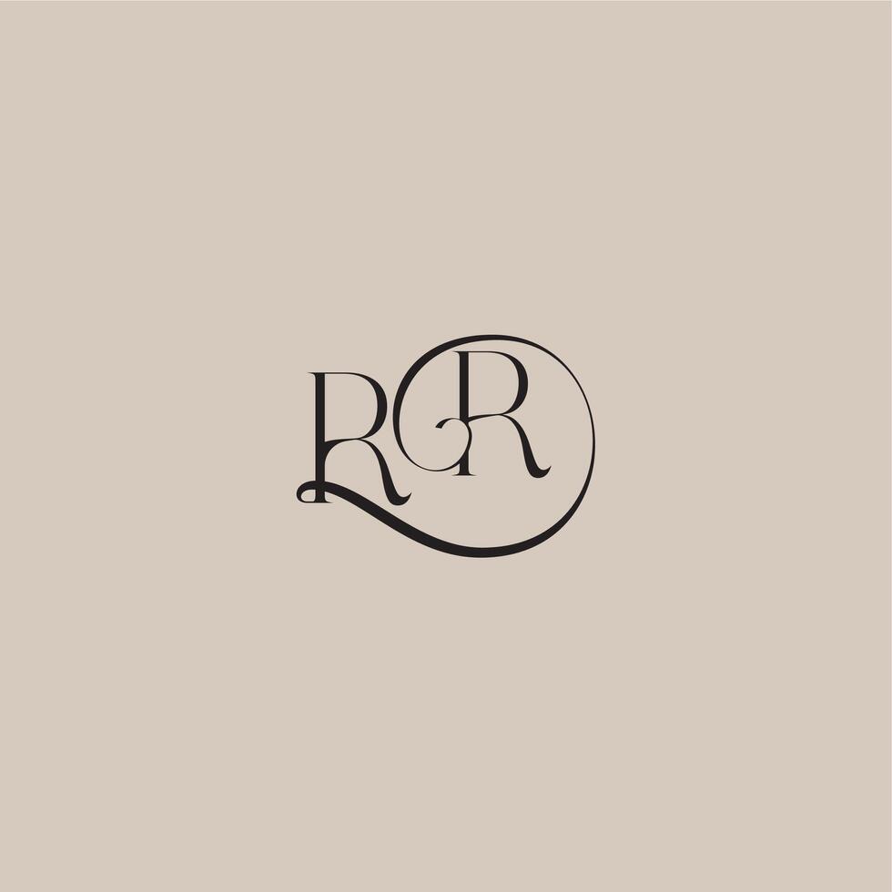 monogram wedding logo elegant and luxury style RR dinamyc curvy initial concept letter vector