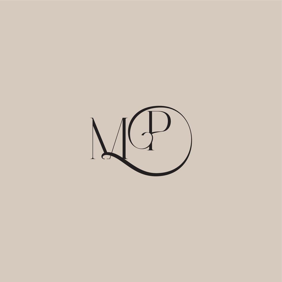 monogram wedding logo elegant and luxury style MP dinamyc curvy initial concept letter vector