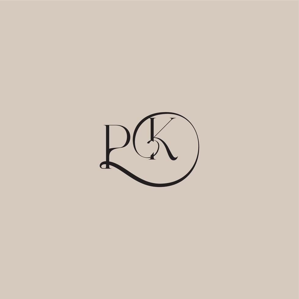 monogram wedding logo elegant and luxury style PK dinamyc curvy initial concept letter vector