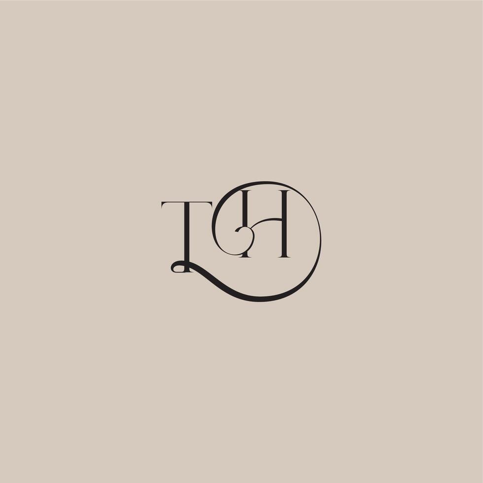monogram wedding logo elegant and luxury style TH dinamyc curvy initial concept letter vector