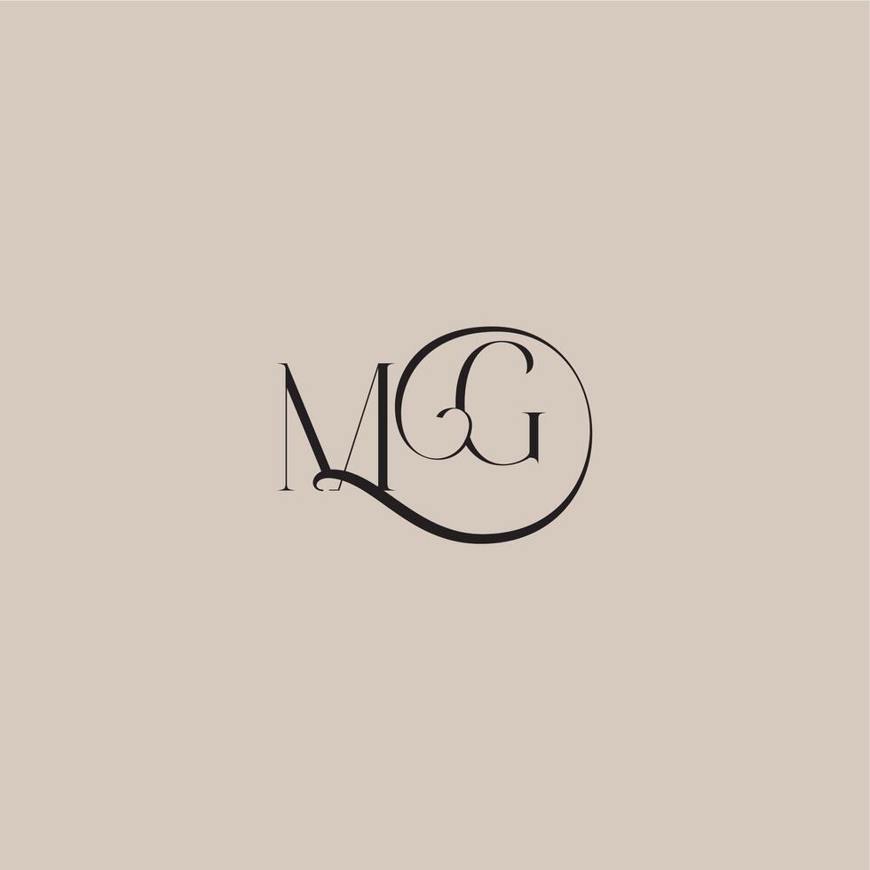 monogram wedding logo elegant and luxury style MG dinamyc curvy initial concept letter vector
