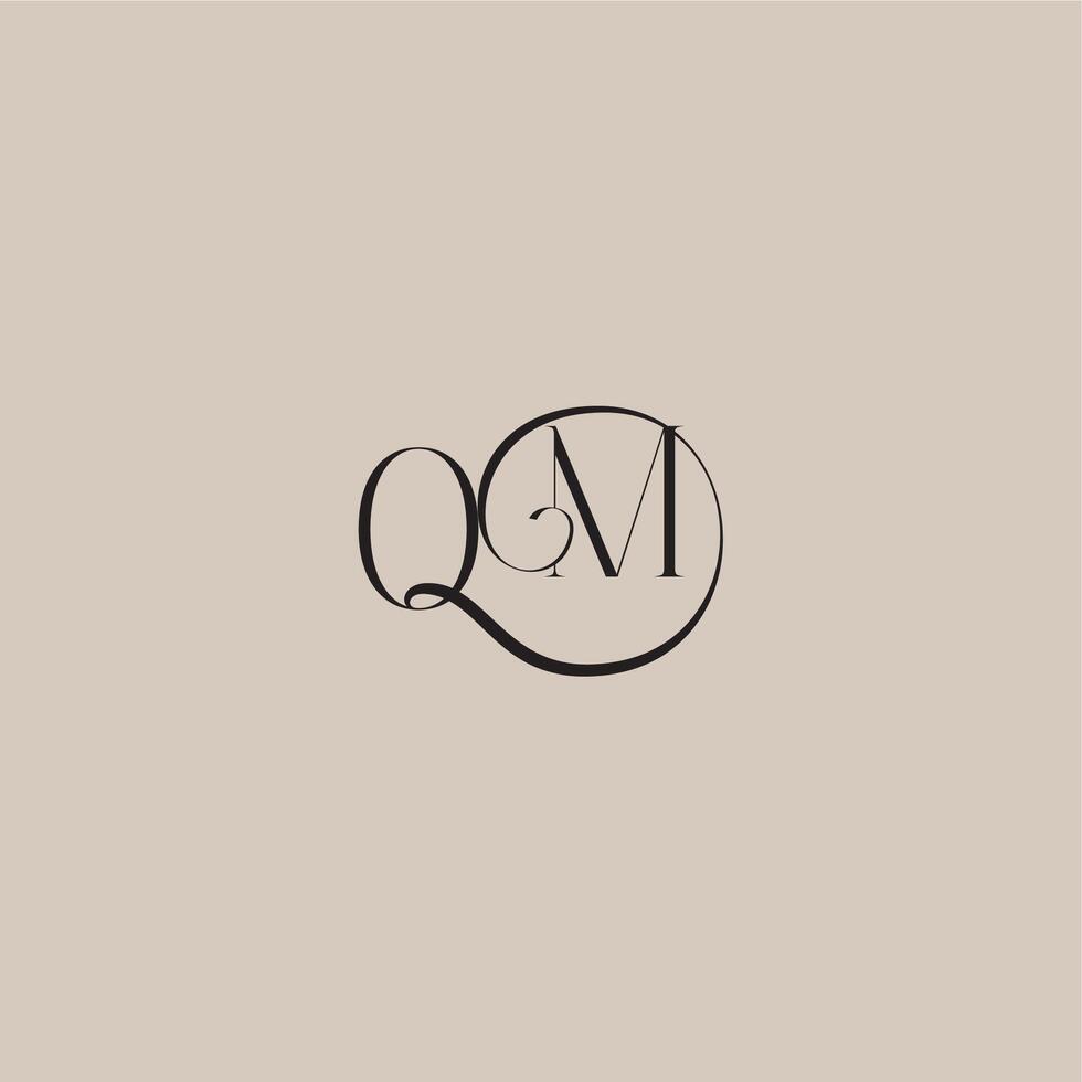 monogram wedding logo elegant and luxury style OM dinamyc curvy initial concept letter vector
