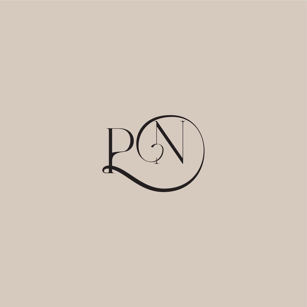 monogram wedding logo elegant and luxury style PN dinamyc curvy initial concept letter vector