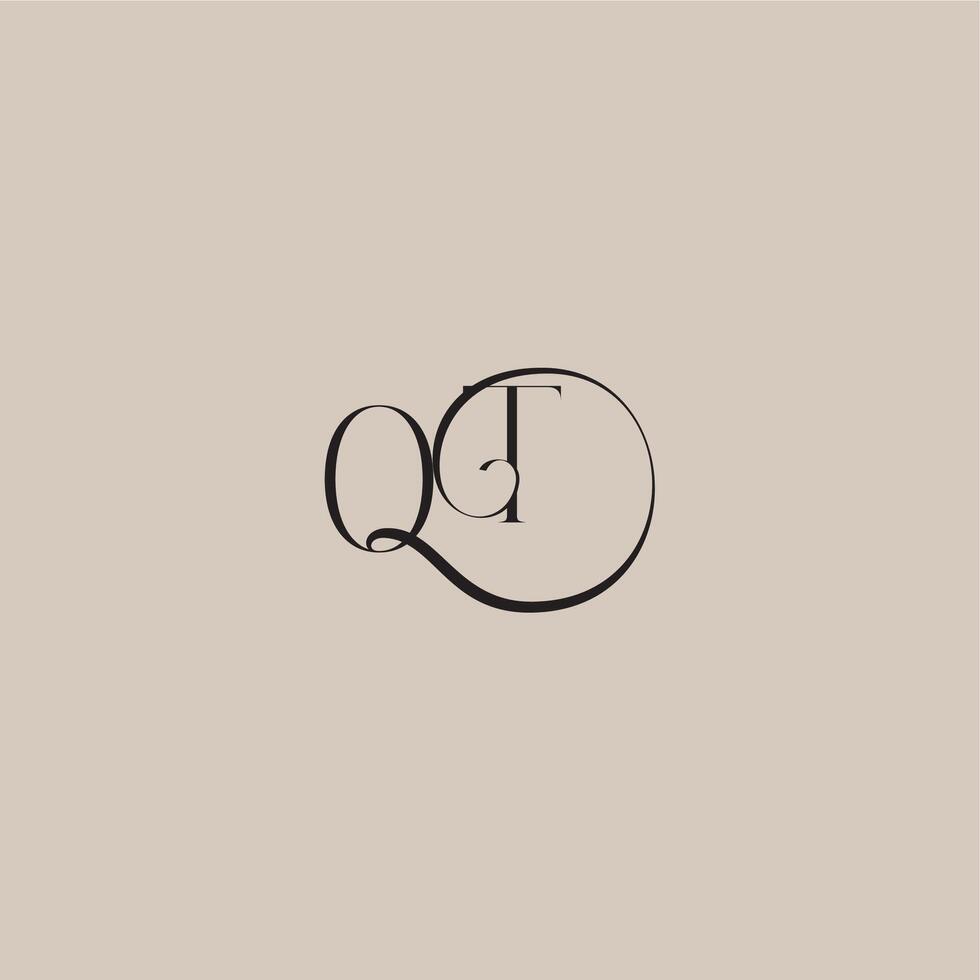 monogram wedding logo elegant and luxury style OT dinamyc curvy initial concept letter vector