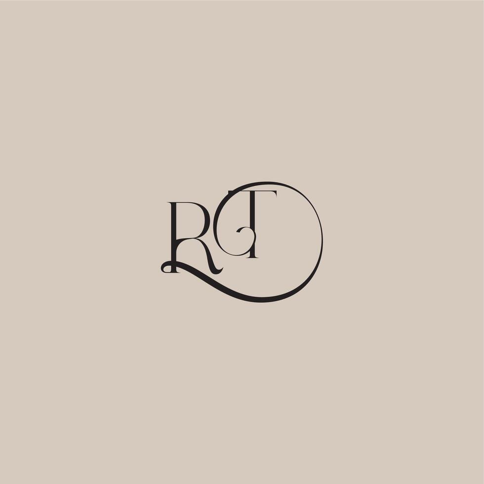 monogram wedding logo elegant and luxury style RT dinamyc curvy initial concept letter vector
